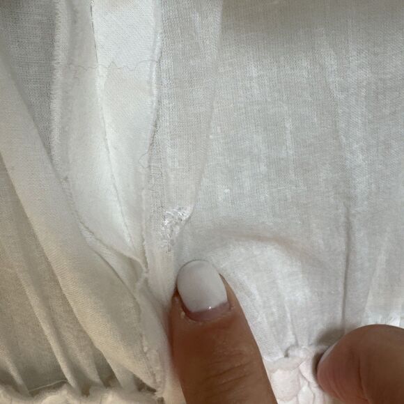 Love Shack Fancy Liv Size M Cotton Ruffled White Dress Tassels Tiered - Picture 11 of 16